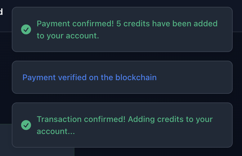 Select amount and token for payment