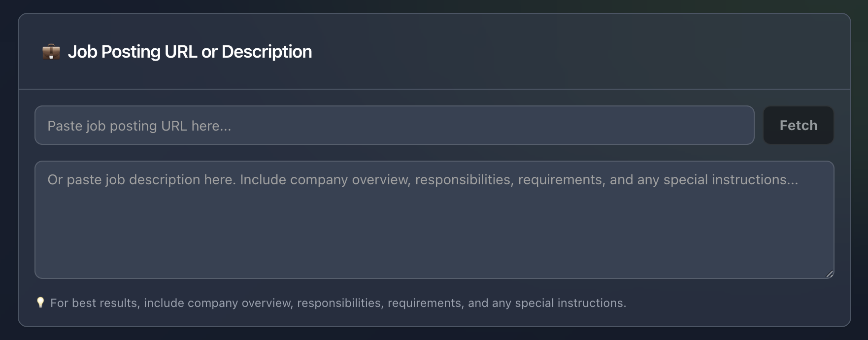 Job Information Entry Form