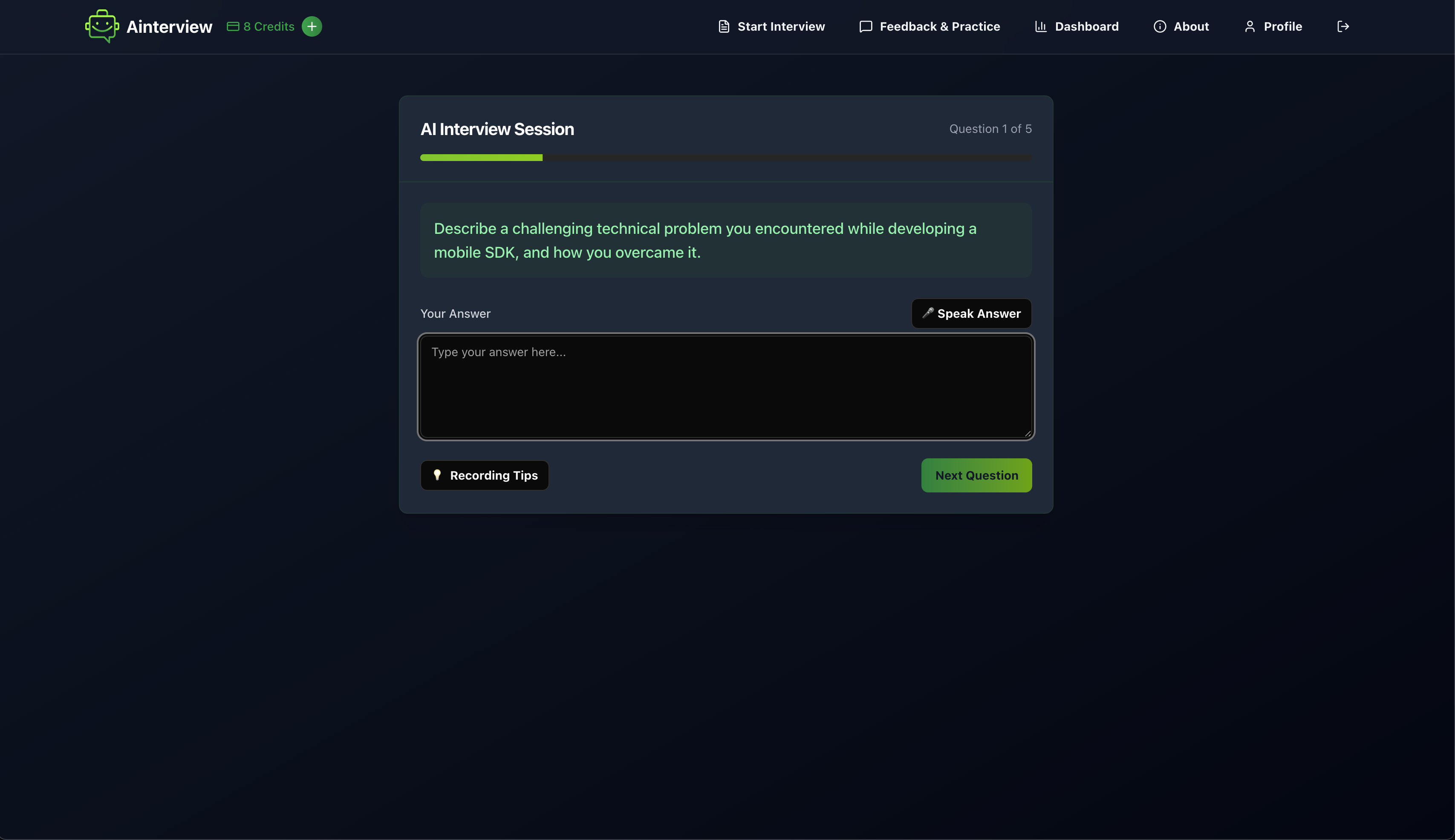 Interview Interface Overview