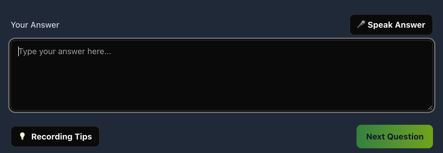 Question Display and Answer Interface