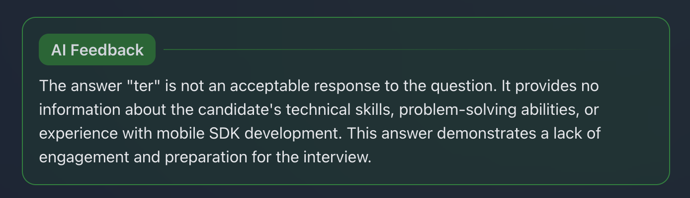 Feedback Page Interface